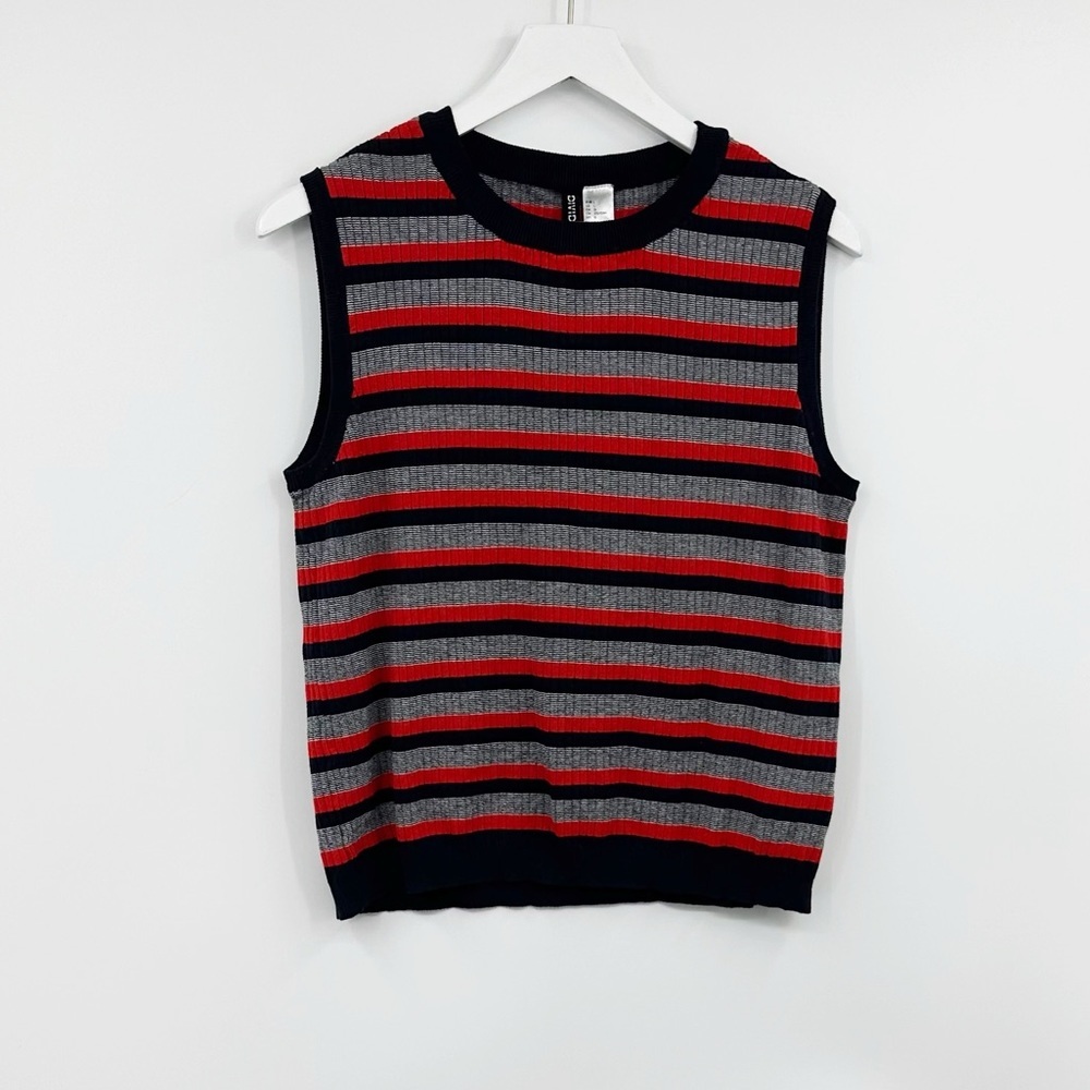 H&M Dark Academia Striped Sweater Vest Size Large